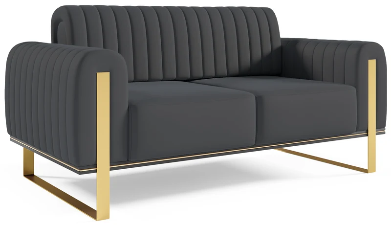 Zweisitziges Sofa Parissa, grauer Samt