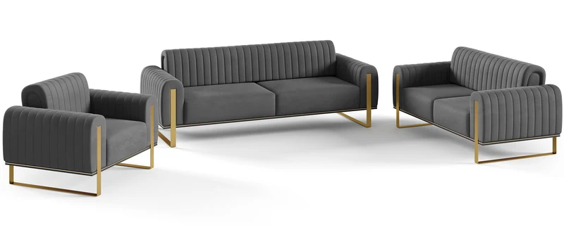 Dreisitziges Sofa Parissa, grauer Samt