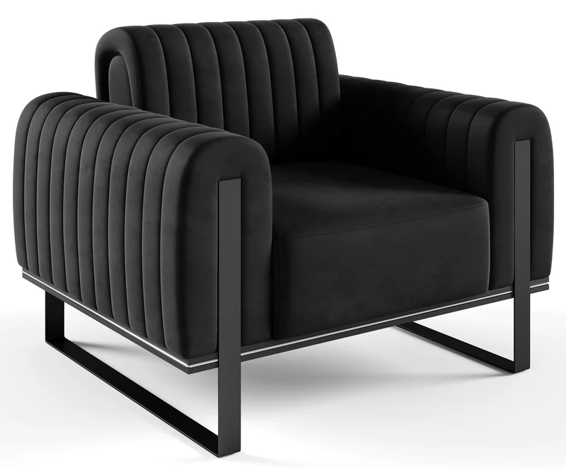 Parissa Schalensitzstuhl schwarz Samt schwarze Beine