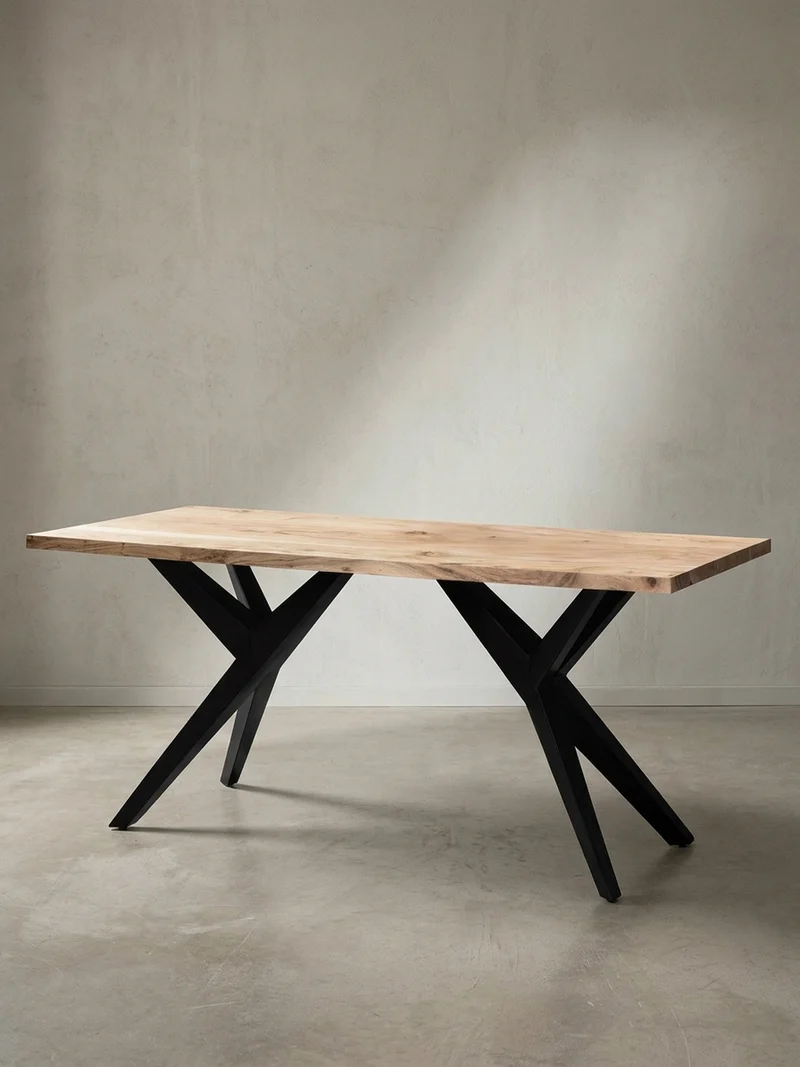 Esstisch Massivholz Metall Rechteckig Loft-Stil