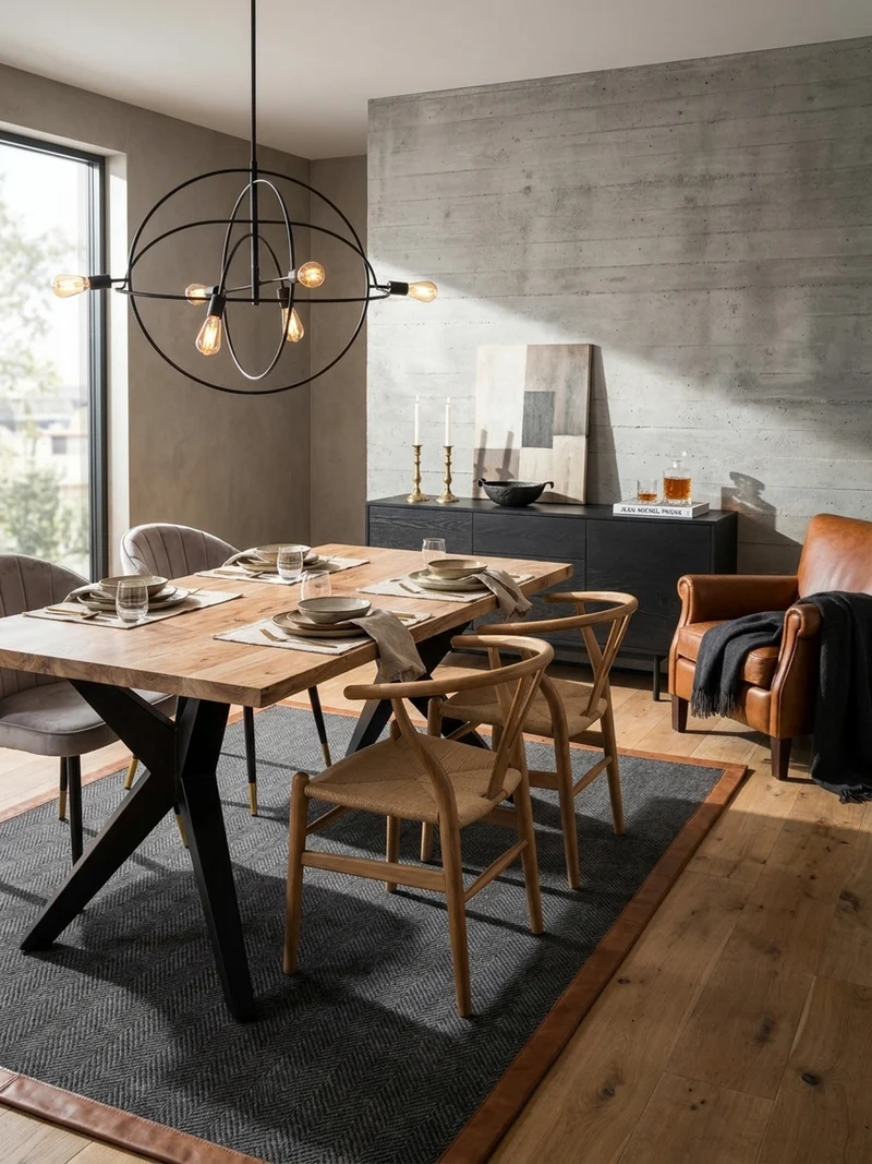 Esstisch Massivholz Metall Rechteckig Loft-Stil