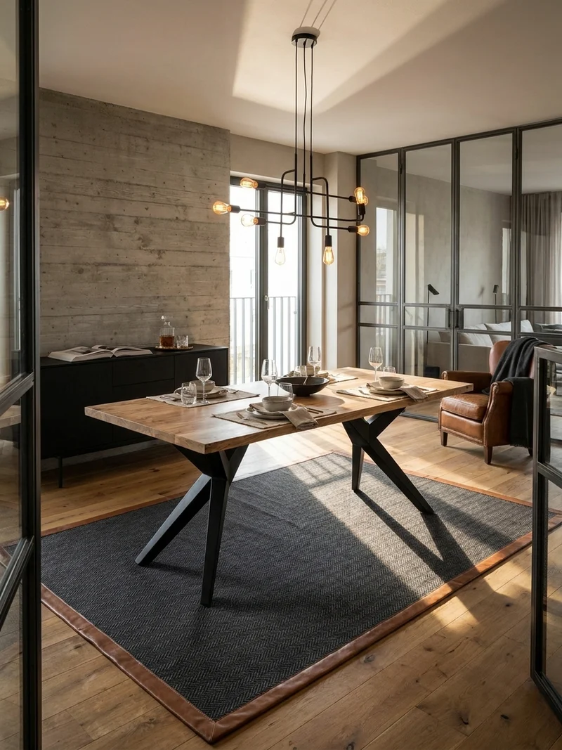 Esstisch Massivholz Metall Rechteckig Loft-Stil