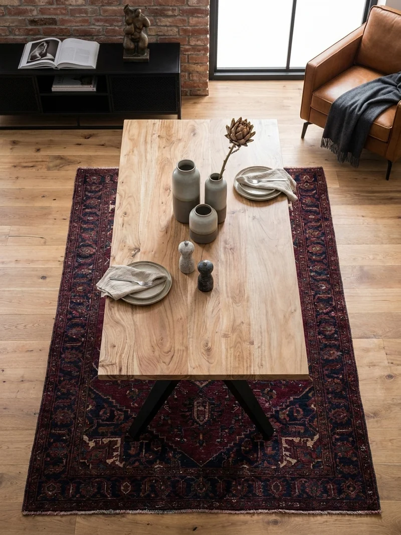 Esstisch Massivholz Metall Rechteckig Loft-Stil