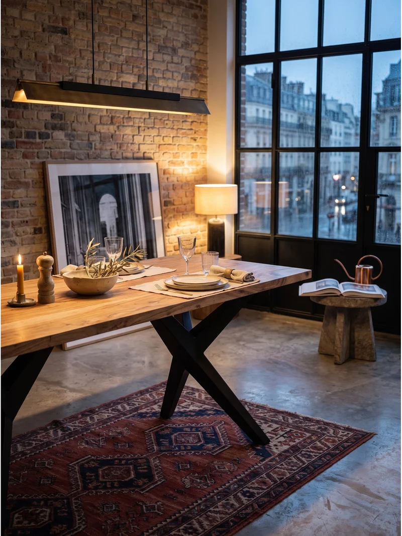 Esstisch Massivholz Metall Rechteckig Loft-Stil