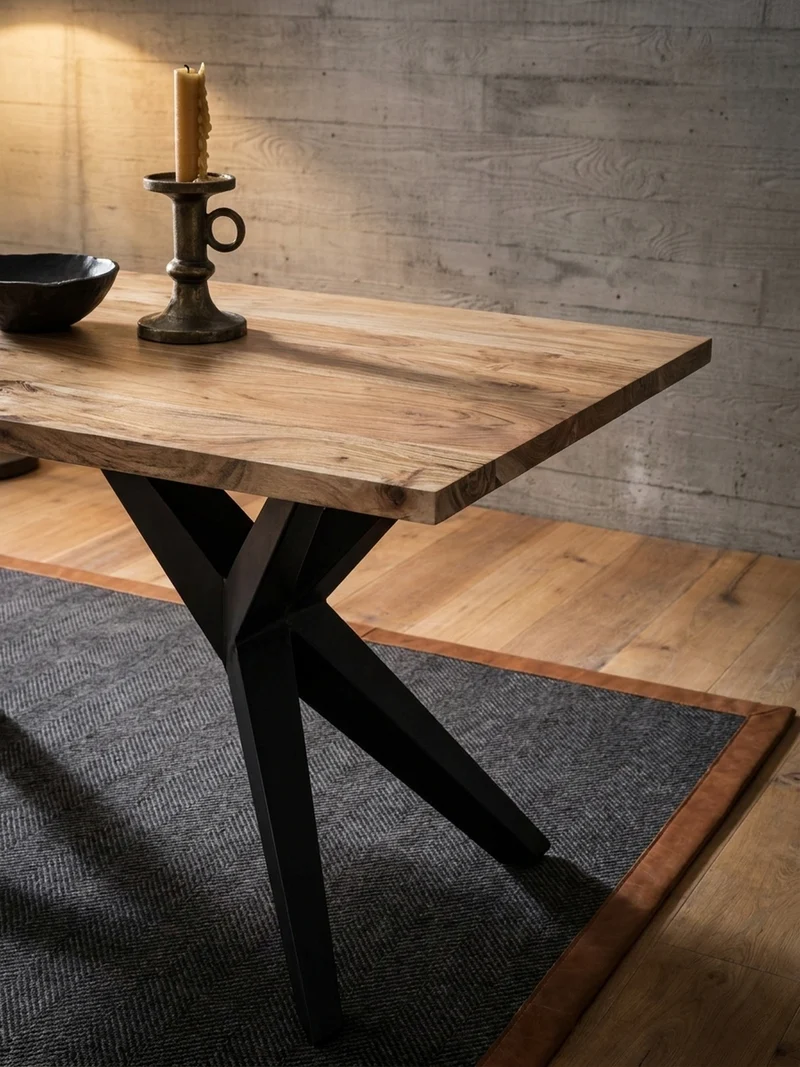 Esstisch Massivholz Metall Rechteckig Loft-Stil