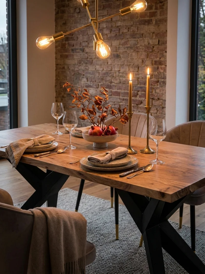 Esstisch Massivholz Metall Rechteckig Loft-Stil