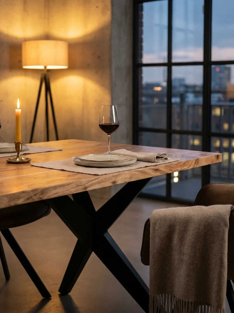 Esstisch Massivholz Metall Rechteckig Loft-Stil