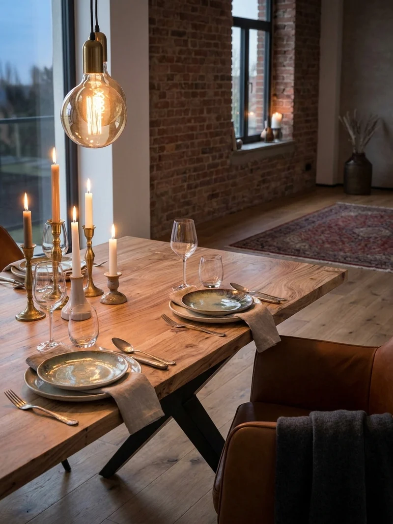 Esstisch Massivholz Metall Rechteckig Loft-Stil