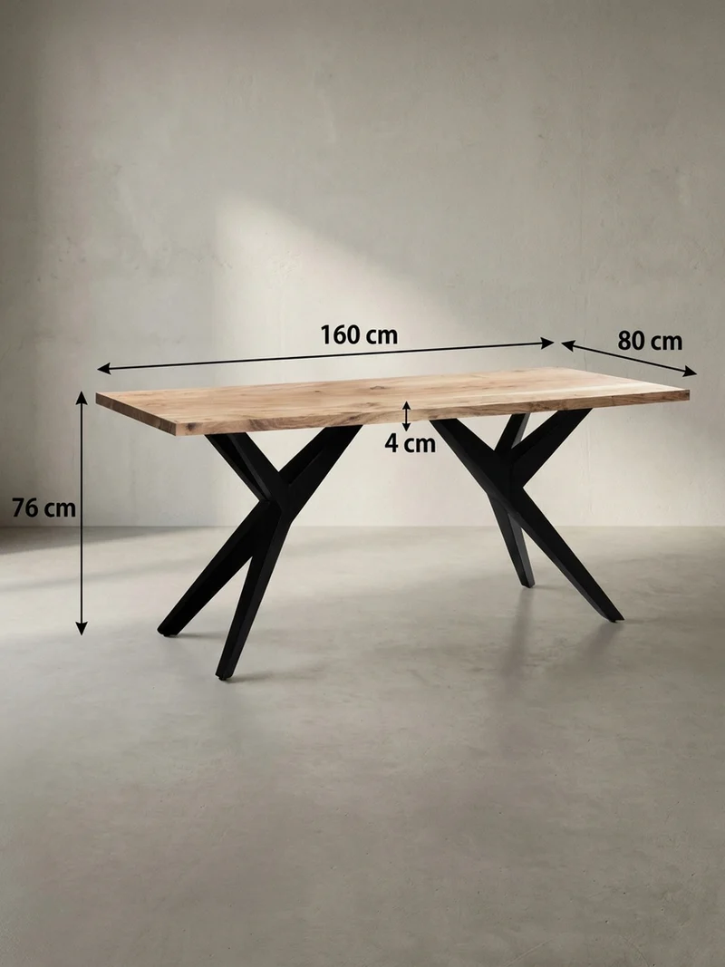 Esstisch Massivholz Metall Rechteckig Loft-Stil