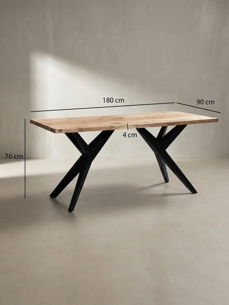 Esstisch Massivholz Metall Rechteckig Loft-Stil