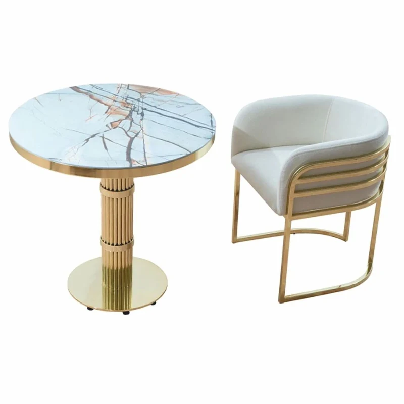Casa Padrino Luxus Esstisch Gold / Weiß H. 75 cm - Luxus Esszimmer Möbel