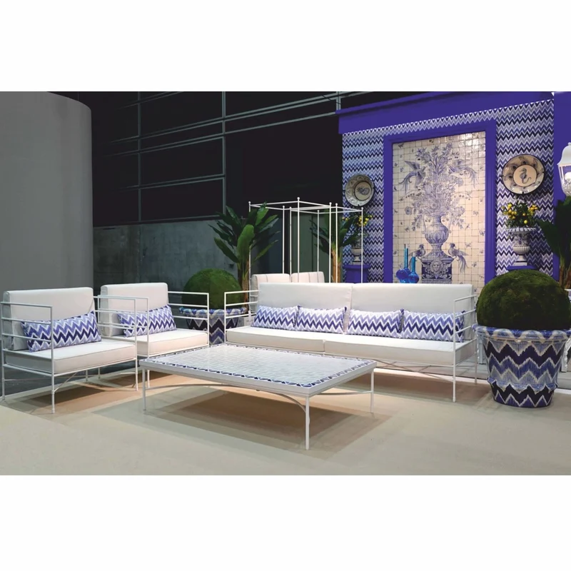 Casa Padrino Luxus Keramik Blumentopf Blau / Weiß Ø 79 x H. 63 cm - Garten Deko