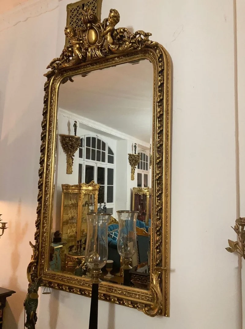 Casa Padrino Barock Spiegel Gold - Barockstil Spiegel mit Verzierungen - Rechteckiger Barockstil Wandspiegel - Barock Garderoben Spiegel - Barock Möbel - Möbel Barockstil - Edel & Prunkvoll
