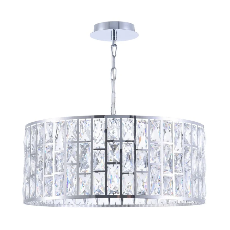 Casa Padrino Luxus Kronleuchter Silber Ø 50 x H. 21,2 cm - Eleganter Kronleuchter mit Kristallglas