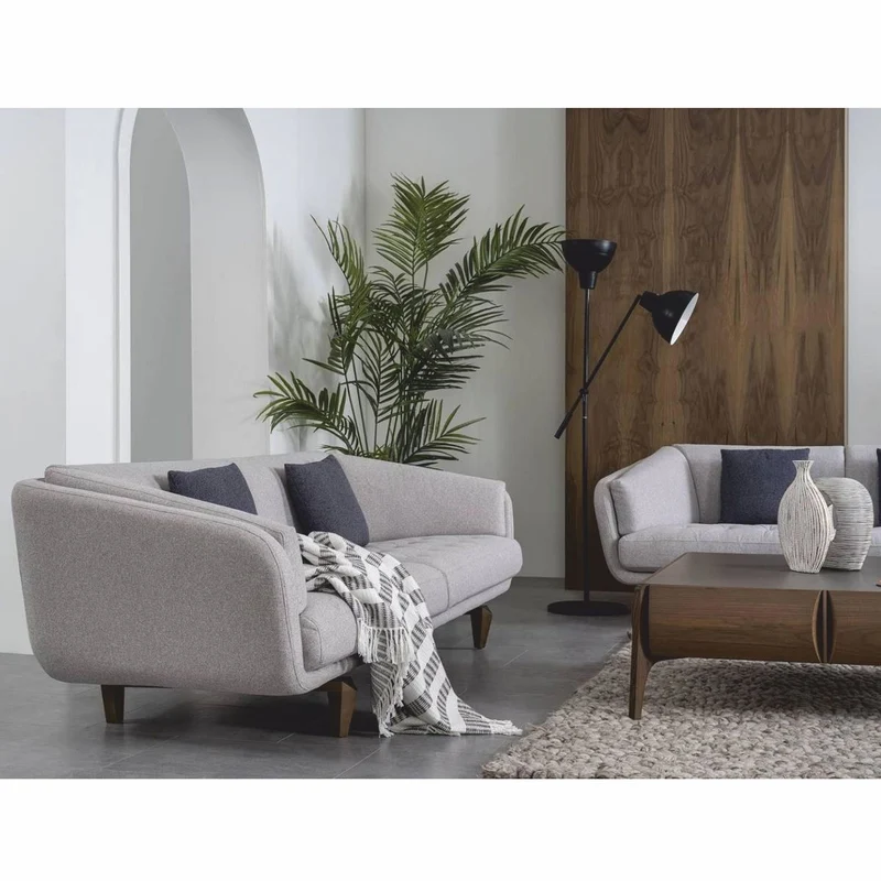 Casa Padrino Luxus 3er Sofa Grau / Braun 240 cm - Wohnzimmer & Hotel Möbel