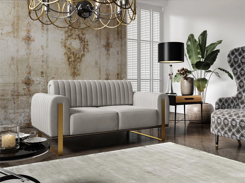 Zweisitziges Sofa Parissa in hellgrauem Samt