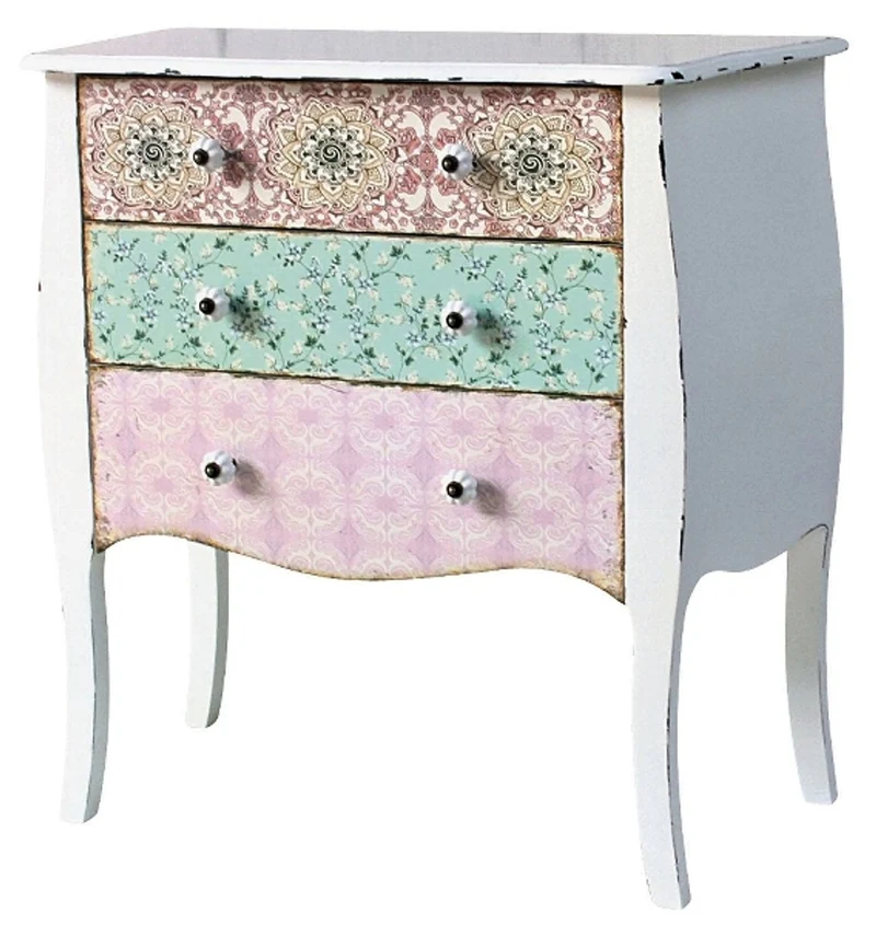 Casa Padrino Landhausstil Kommode Shabby Chic in Antik Weiß und Mehrfarbig, 75 x 38 x H. 76 cm