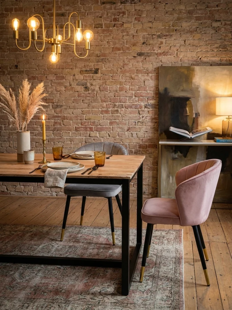 Esstisch Massivholz Metall Rechteckig Loft-Stil