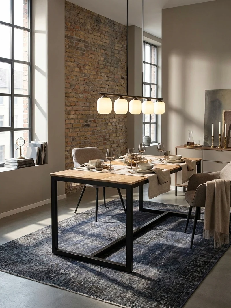 Esstisch Massivholz Metall Rechteckig Loft-Stil