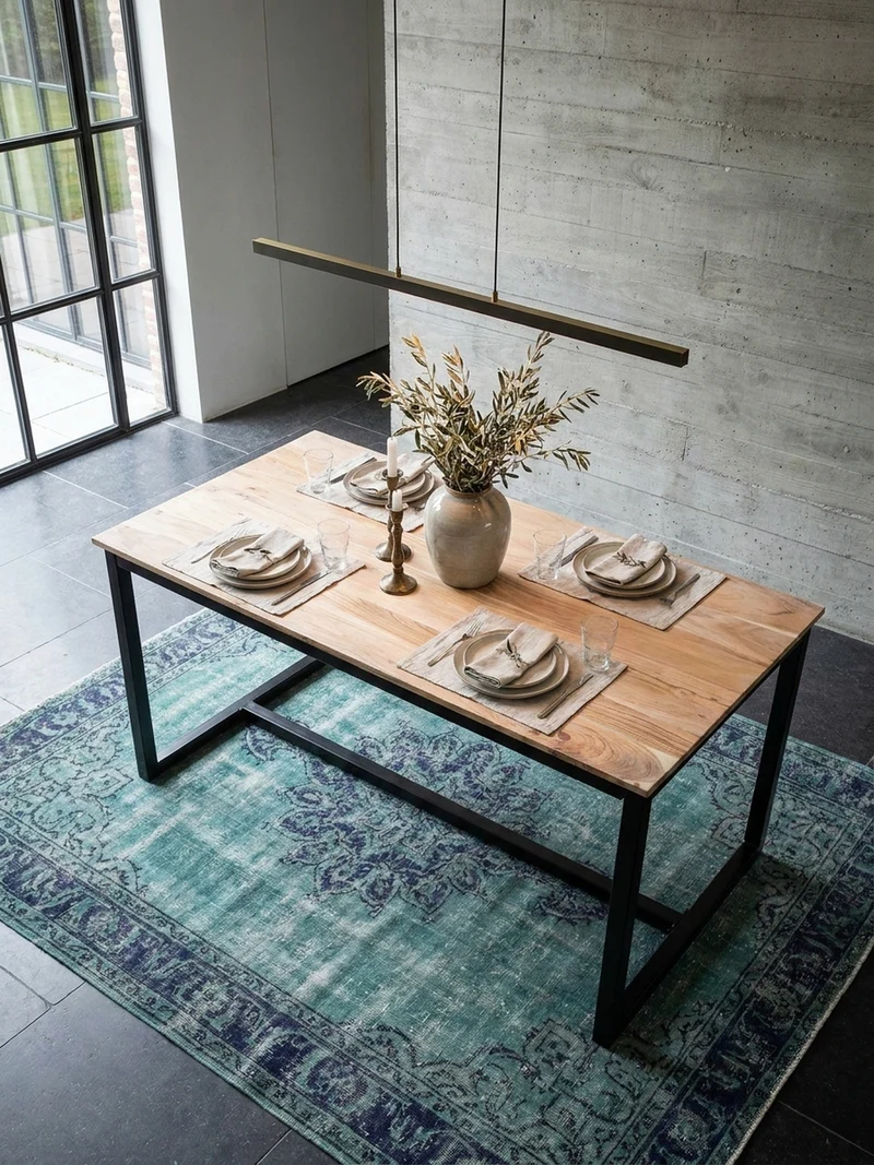 Esstisch Massivholz Metall Rechteckig Loft-Stil