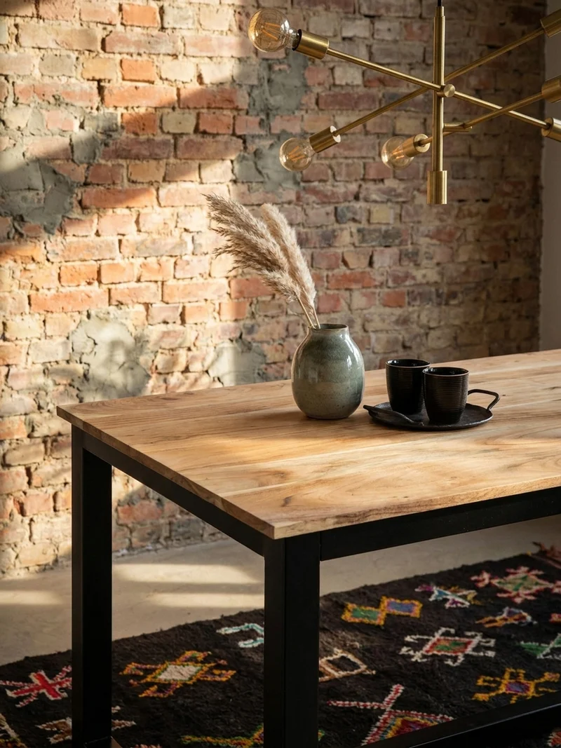 Esstisch Massivholz Metall Rechteckig Loft-Stil