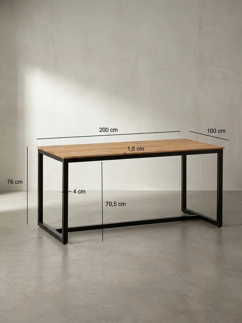 Esstisch Massivholz Metall Rechteckig Loft-Stil