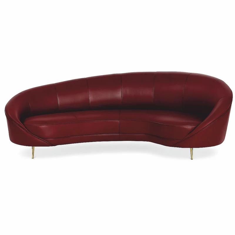 Casa Padrino Luxus Leder Sofa Bordeauxrot / Messing 230 cm - Echtleder Möbel