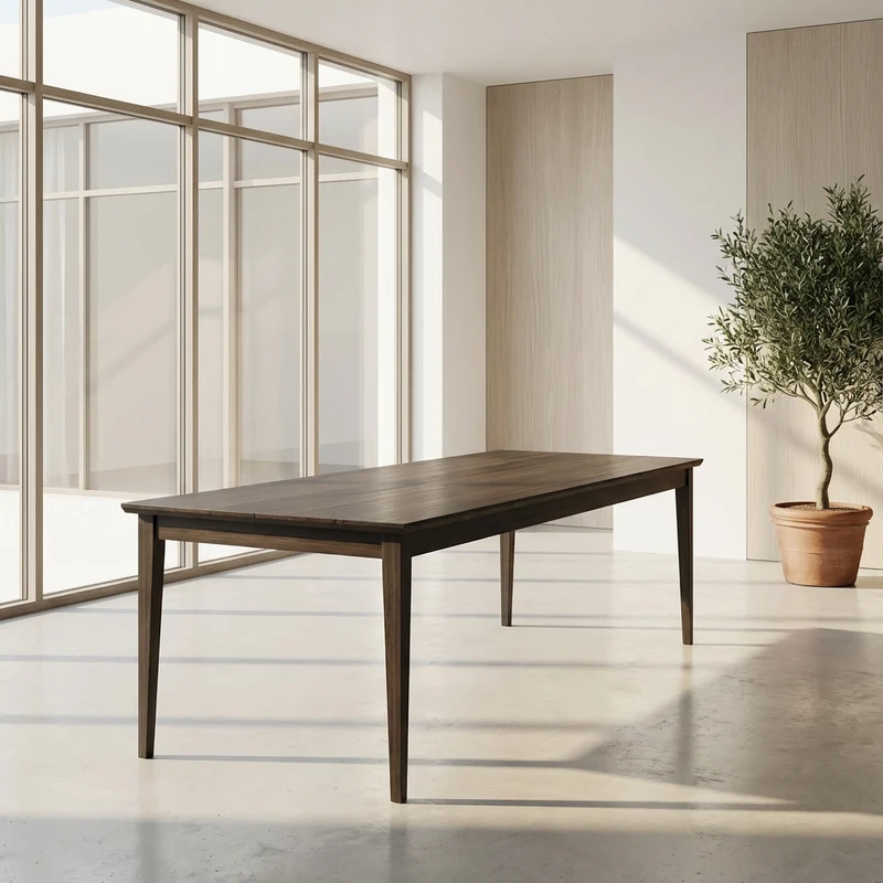 Esstisch Eiche Premium in Reinform Schwarz geölt - mit Fuß "schlankes Bein" aus Holz