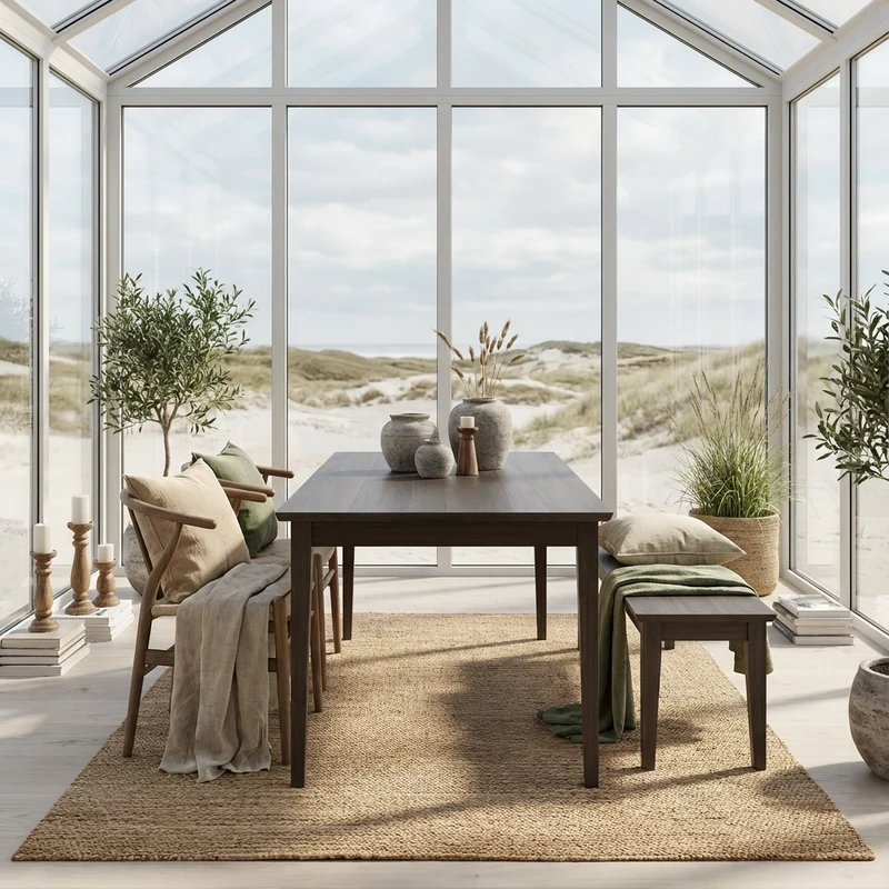 Esstisch Eiche Premium in Reinform Schwarz geölt - mit Fuß "schlankes Bein" aus Holz