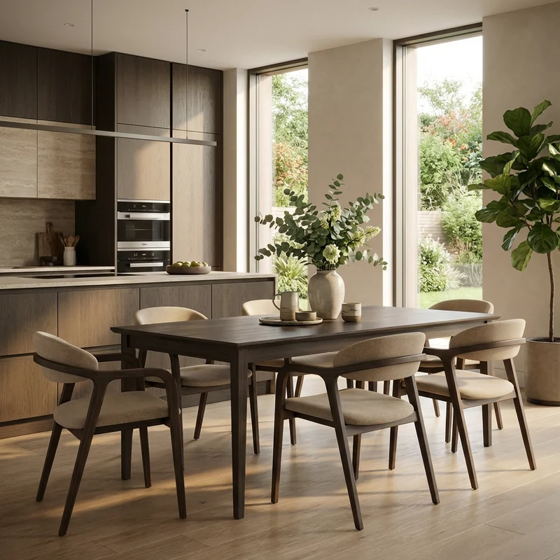 Esstisch Eiche Premium in Reinform Schwarz geölt - mit Fuß "schlankes Bein" aus Holz