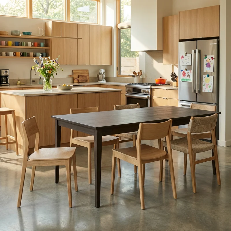 Esstisch Eiche Premium in Reinform Schwarz geölt - mit Fuß "schlankes Bein" aus Holz