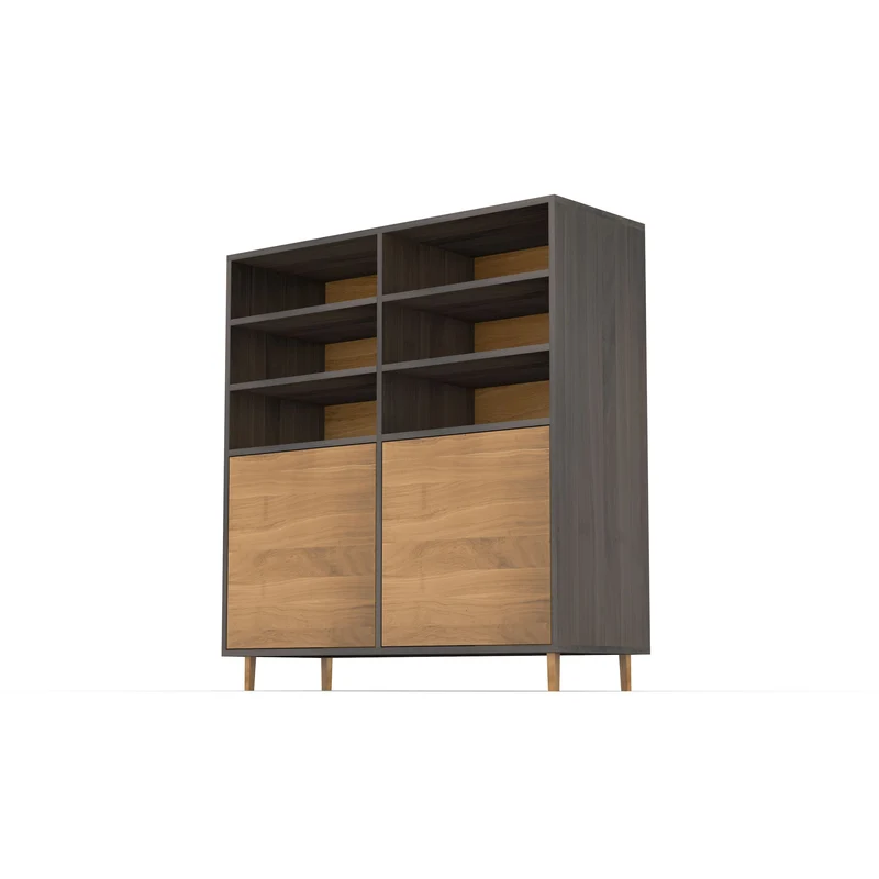 Highboard Eiche Premium - Natur/Schwarz geölt 120cm