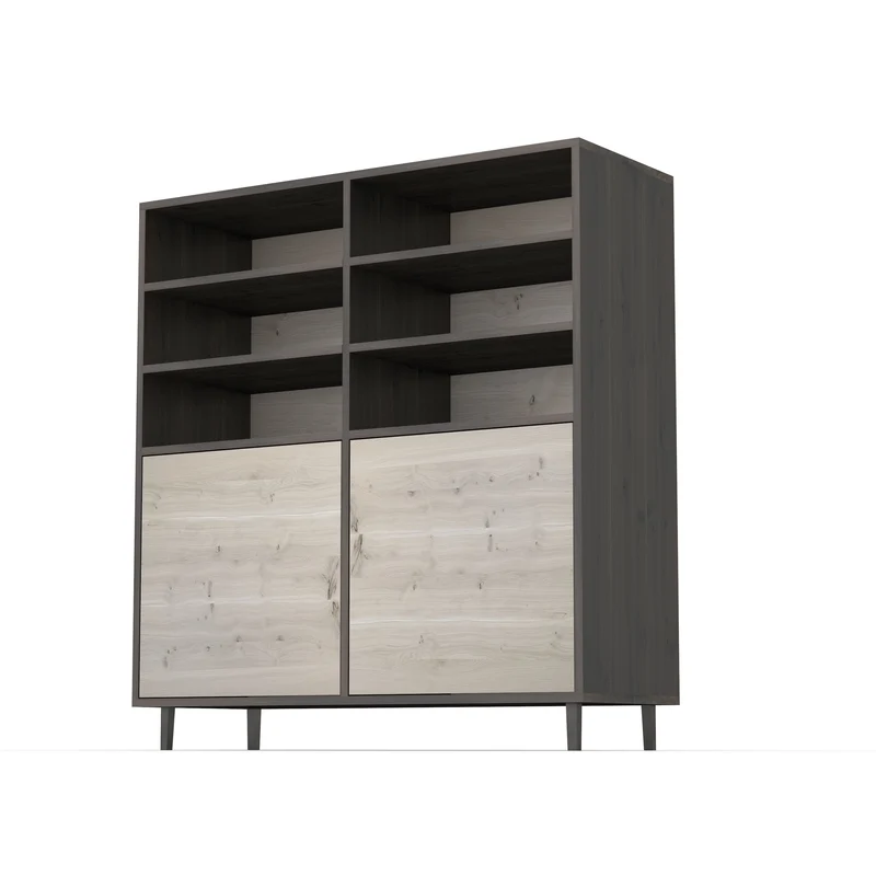 Highboard Eiche Rustikal - Schwarz/Weiss geölt 120cm