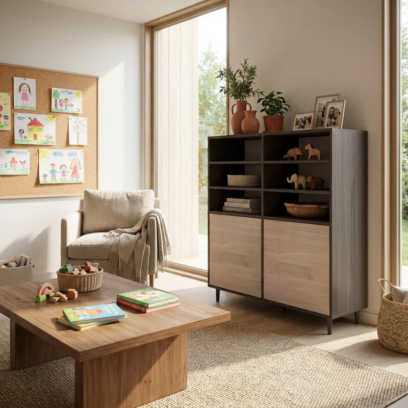 Highboard Eiche Premium - Schwarz/Weiss geölt 120cm
