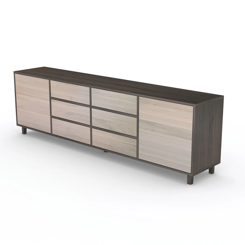 Sideboard Eiche Premium - Schwarz/Weiß geölt 240cm
