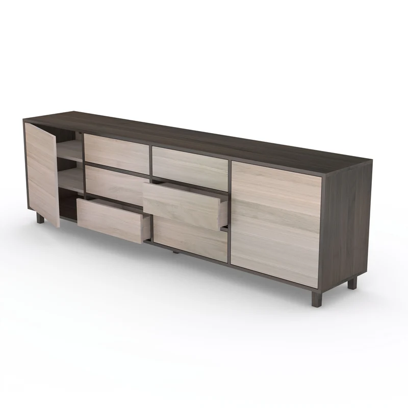 Sideboard Eiche Premium - Schwarz/Weiß geölt 240cm
