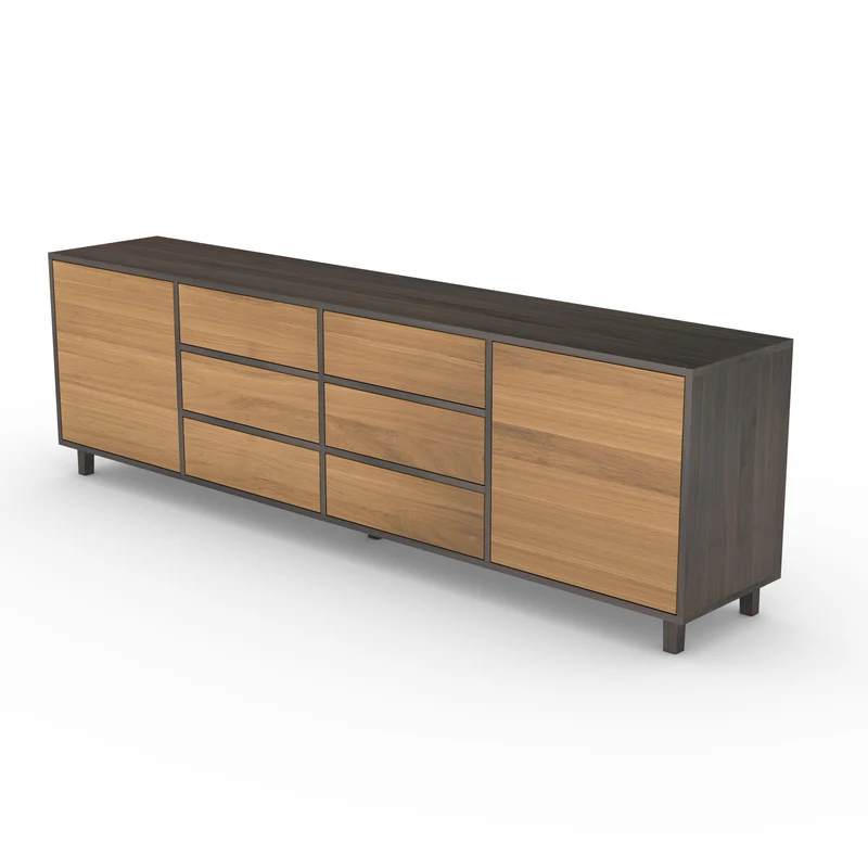 Sideboard Eiche Premium - Natur/Schwarz geölt 240cm