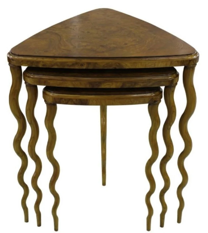 Casa Padrino Luxus Jugendstil Beistelltisch Set Braun 65 x 61 x H. 70 cm - Hotel Möbel