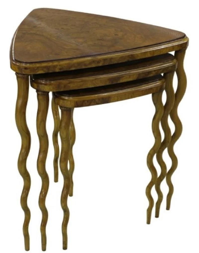 Casa Padrino Luxus Jugendstil Beistelltisch Set Braun 65 x 61 x H. 70 cm - Hotel Möbel
