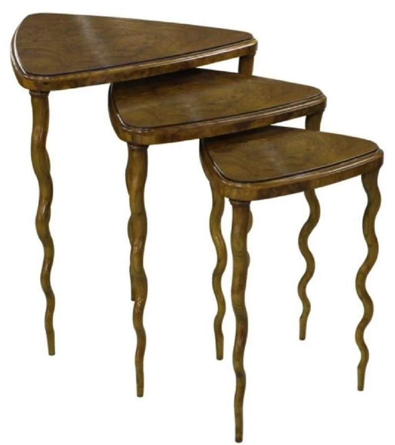 Casa Padrino Luxus Jugendstil Beistelltisch Set Braun 65 x 61 x H. 70 cm - Hotel Möbel