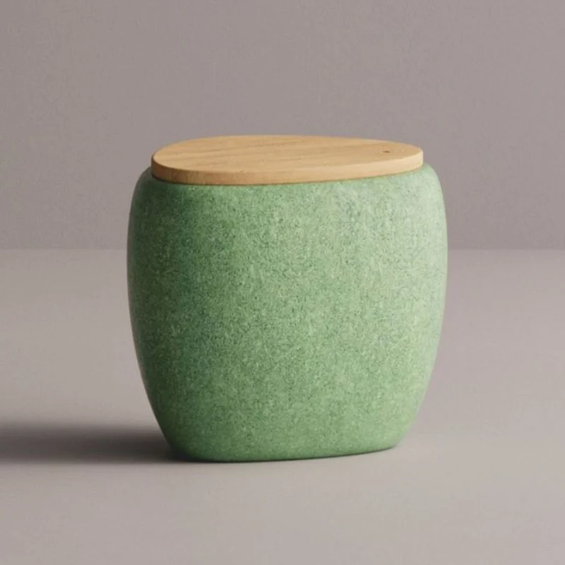 Casa Padrino Luxus Hocker Grün / Naturfarben 55 x 48 x H. 47 cm - Beton Möbel