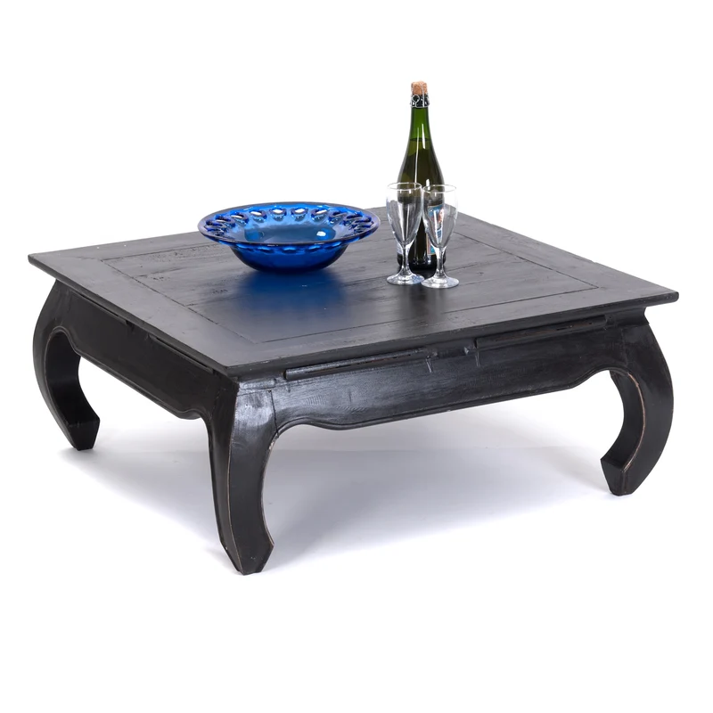 OPIUMTISCH "EAST 80" | 80x80x36 cm, Mahagoni | Beistelltisch | Farbe: 09 voodoo - schwarz