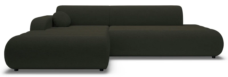 Ecksofa mit Schlaffunktion Arione, L-förmig, linksseitig, mit Stauraum, grüner Chenille-Bezug
