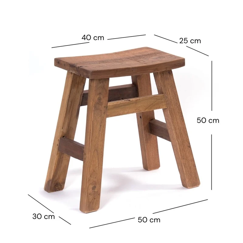 HOLZ HOCKER "NOAH" | 50 cm, Teak & Mahagoni | Sitzhocker