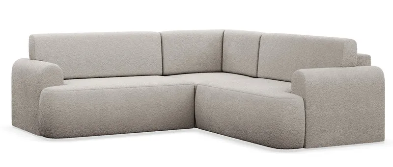Ecksofa mit Schlaffunktion, Kaveo, L-förmig, universell, beige Plüsch