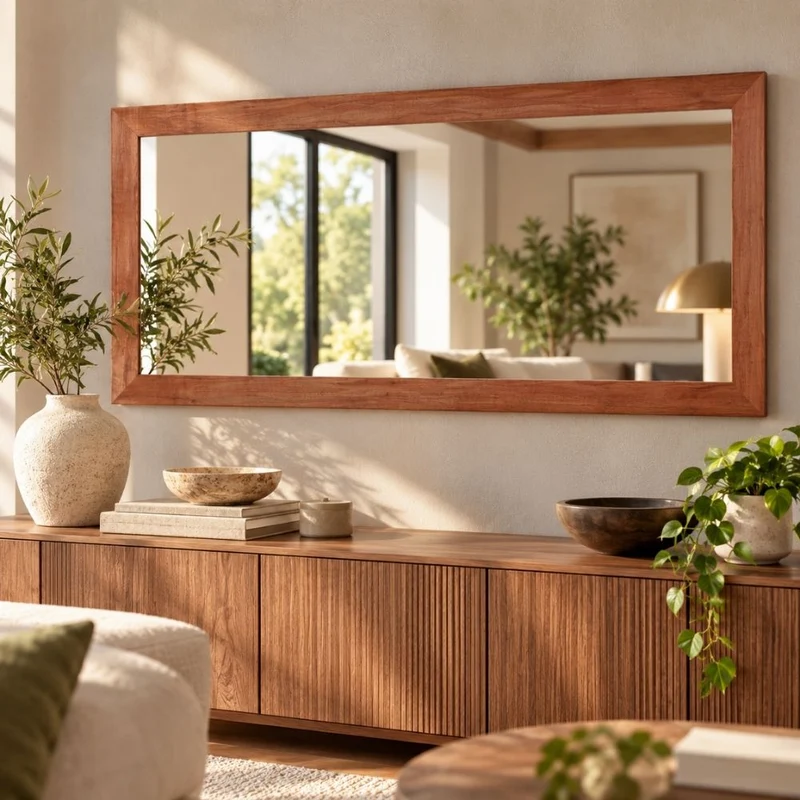 Massivholz Wandspiegel MADEIRA Dark-Brown 180x70cm