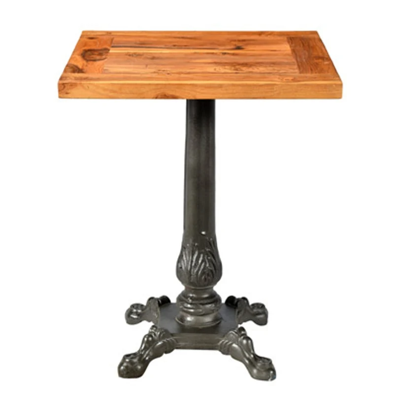 Casa Padrino Jugendstil Luxus Tisch / Beistelltisch Teak Holz / Eisen 60 x 60 x H74 cm - Cafe Restaurant Möbel
