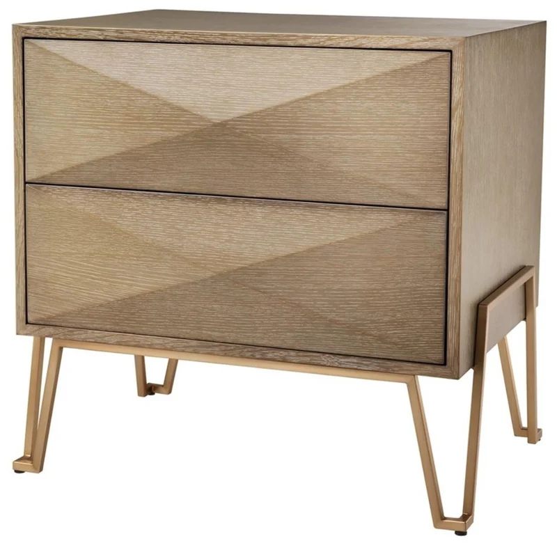 Casa Padrino Luxus Nachttisch mit 2 Schubladen Braun / Messing 62,5 x 49 x H. 60 cm - Luxus Qualität