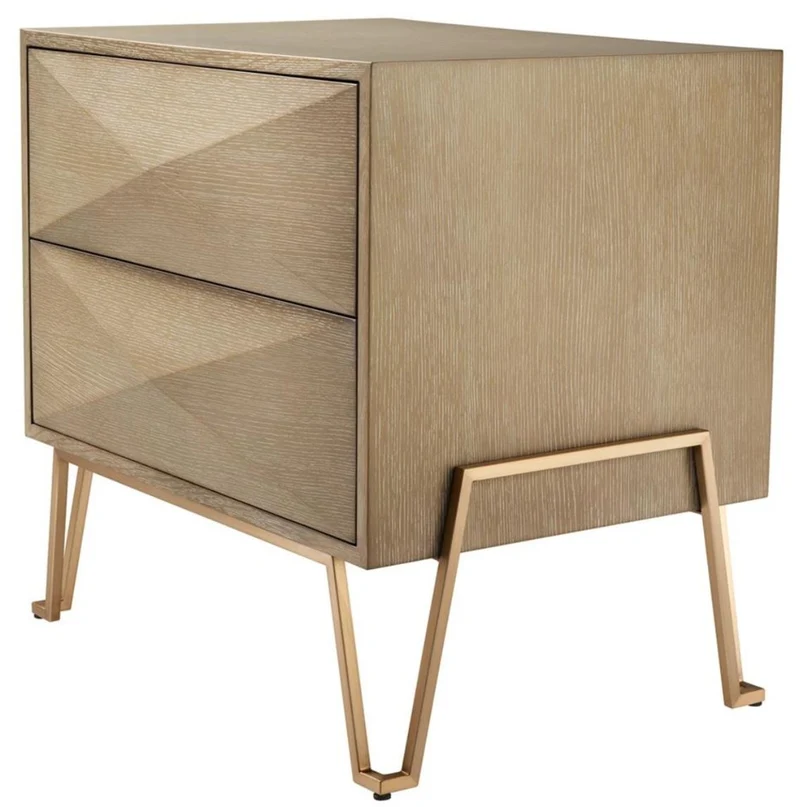 Casa Padrino Luxus Nachttisch mit 2 Schubladen Braun / Messing 62,5 x 49 x H. 60 cm - Luxus Qualität