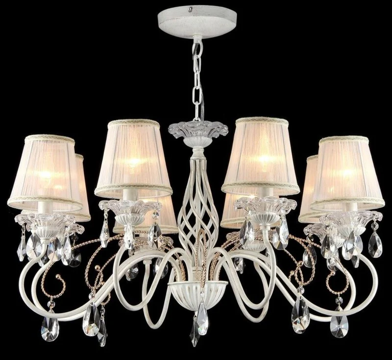 Casa Padrino Barock Kristall Kronleuchter in Weiß und Gold, 8-flammig, Ø 78 x H. 45 cm